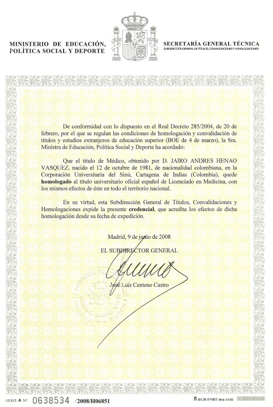 homologación titulo de medicina España